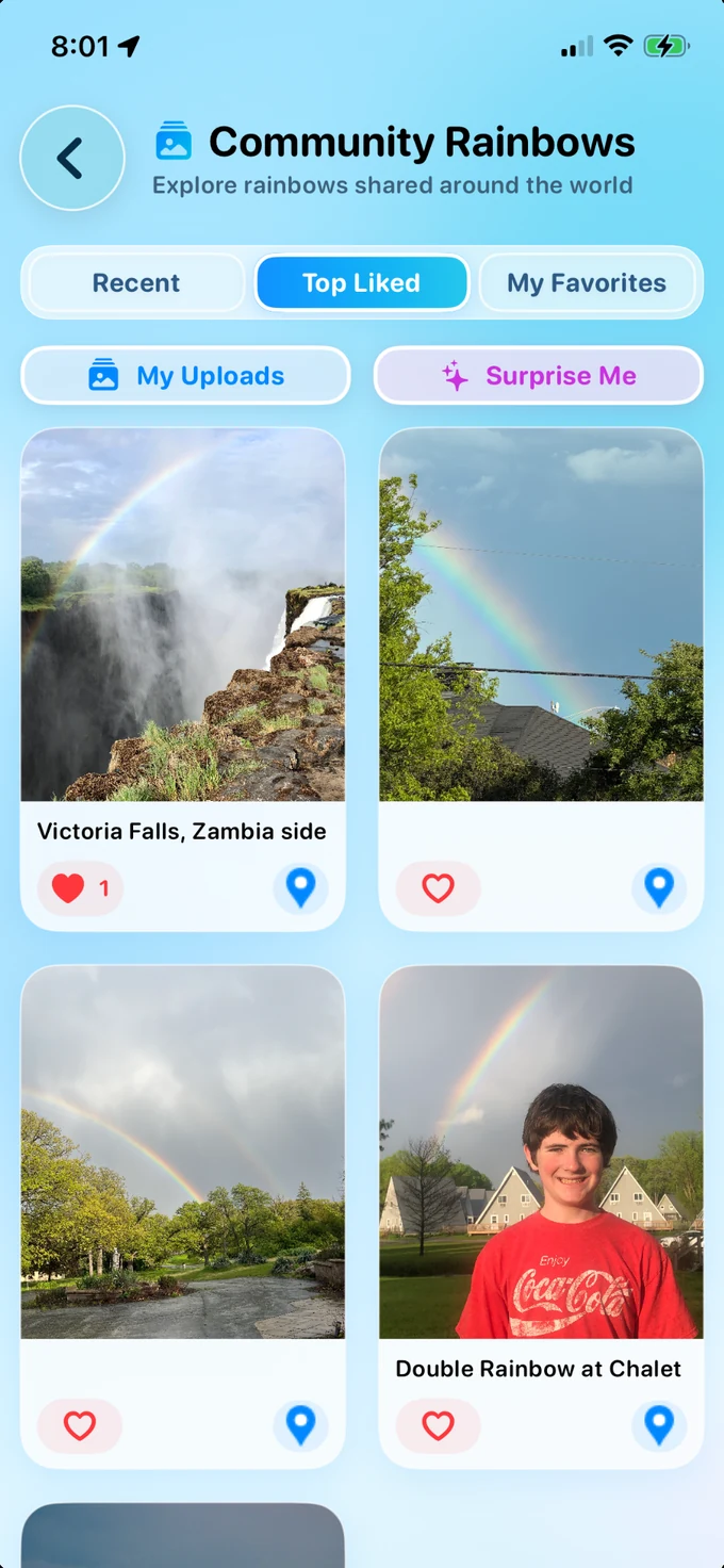 Catch a Rainbow community gallery with shared rainbow photos